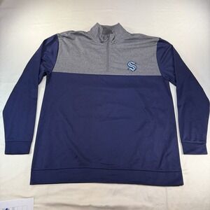 NHL Seattle Kraken Sweater Mens Large Blue Logo 1/4 Zip Pullover Hockey Official